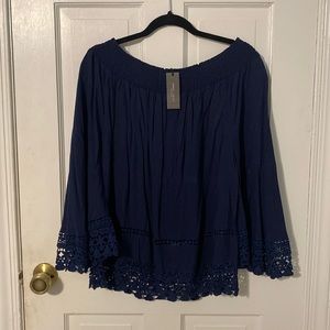 Off The Shoulders Blue Blouse